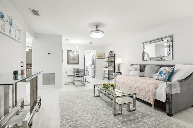 living room featuring ceiling fan