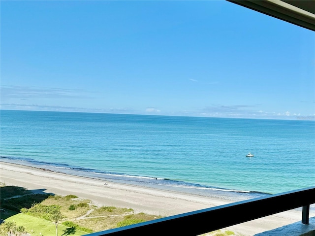 view of water feature featuring a beach view