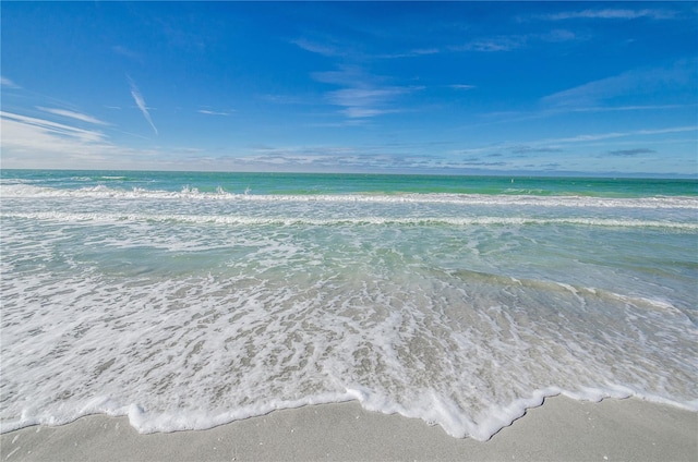 view of water feature featuring a beach view