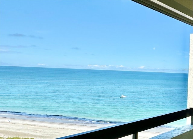 view of water feature with a view of the beach