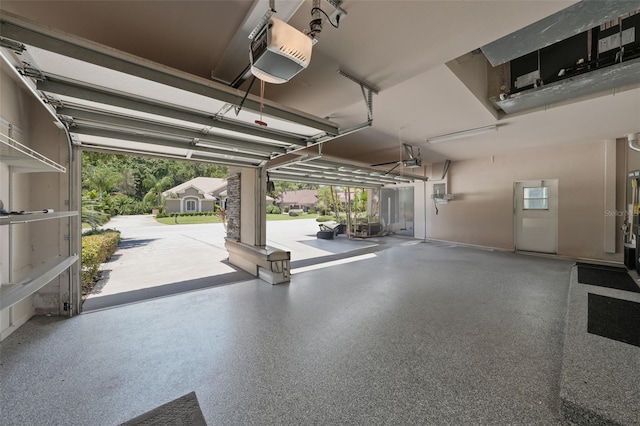 garage with a garage door opener