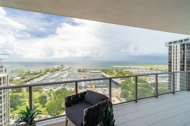 balcony with a water view