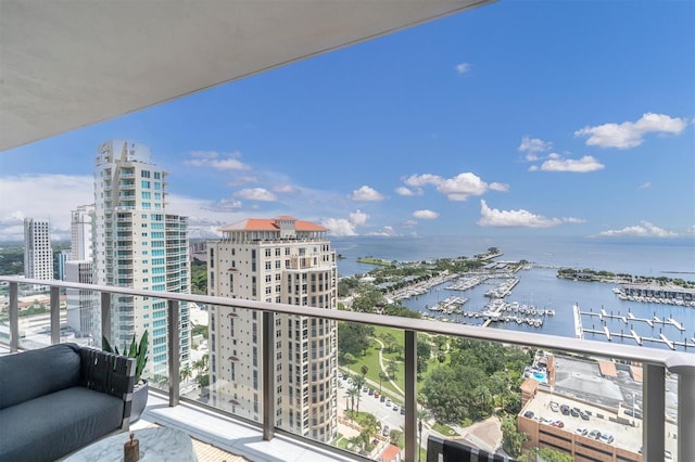 balcony with a water view