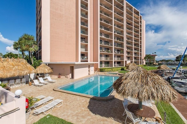 view of pool with a patio area