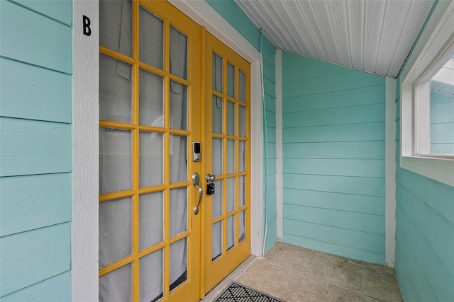 property entrance with french doors