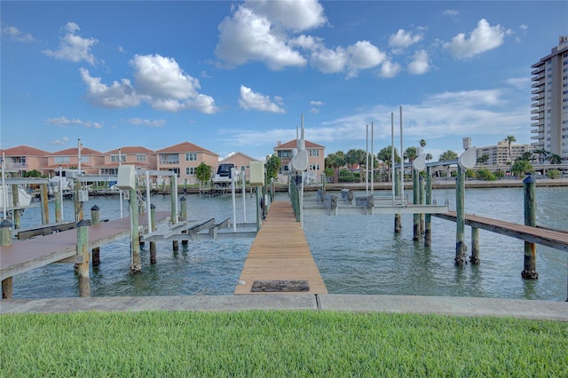 dock area featuring a water view