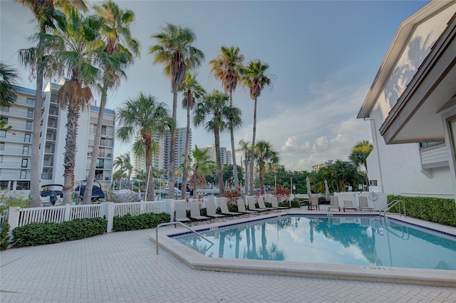 view of pool featuring a patio