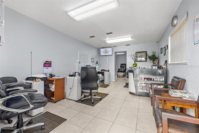 view of tiled home office