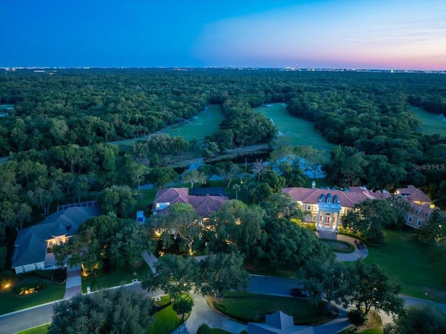 view of aerial view at dusk