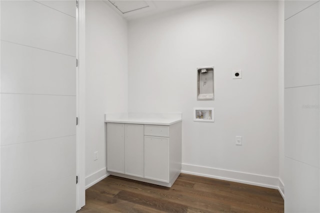 washroom with washer hookup, hookup for an electric dryer, and dark hardwood / wood-style floors