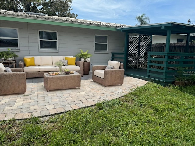 view of patio with an outdoor hangout area