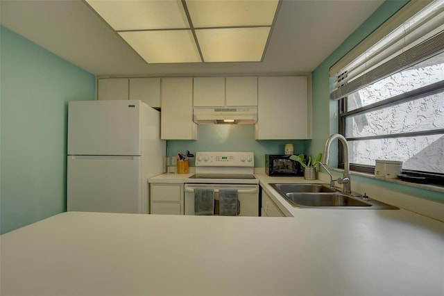 kitchen featuring sink and white appliances