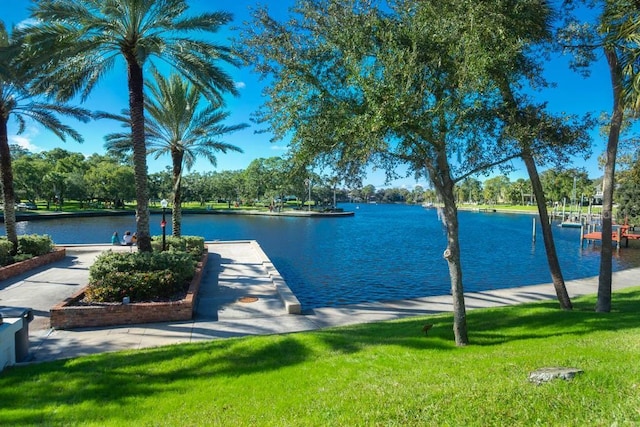 property view of water featuring a dock