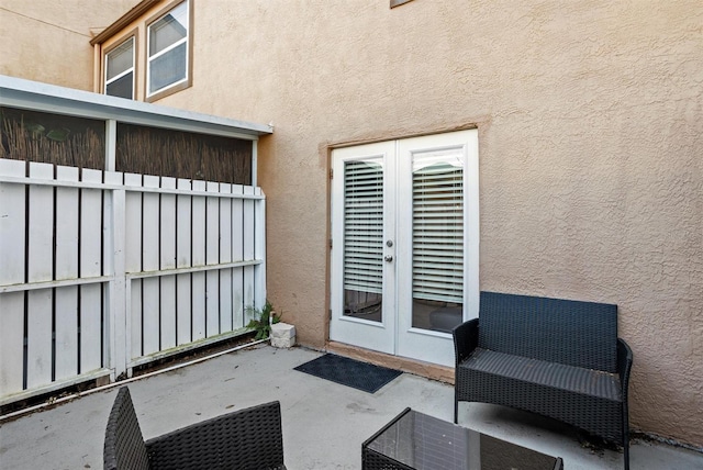 view of patio / terrace featuring french doors