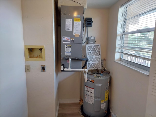 utility room with electric water heater