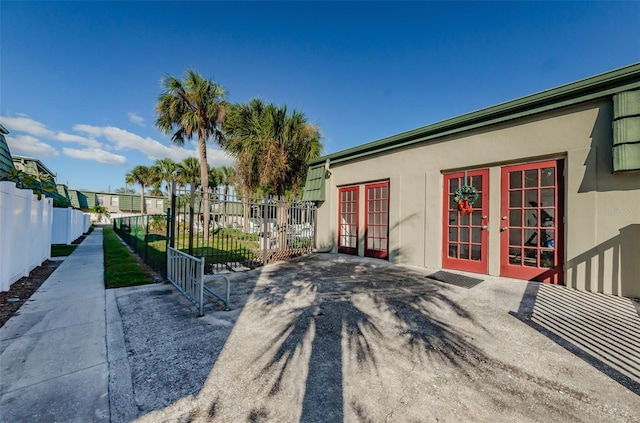 exterior space featuring french doors