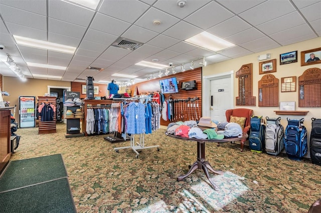 miscellaneous room with carpet floors