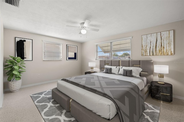 bedroom featuring ceiling fan