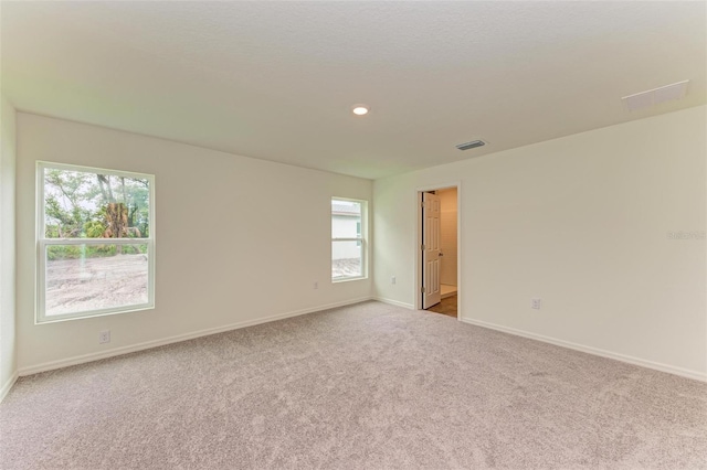 carpeted spare room with a healthy amount of sunlight