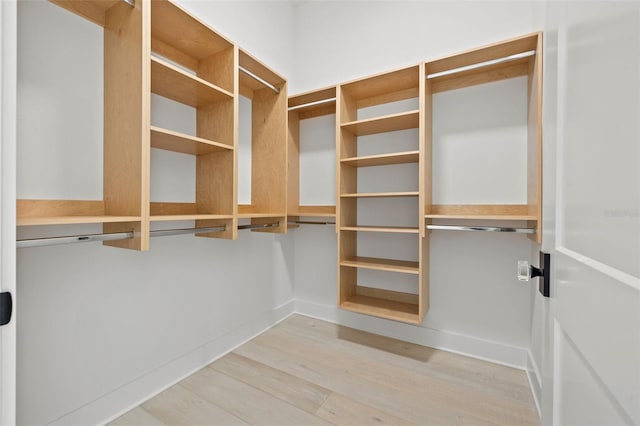 spacious closet with light hardwood / wood-style floors