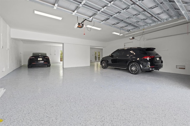 garage with a garage door opener