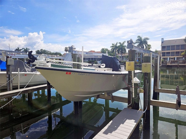 dock area featuring a water view