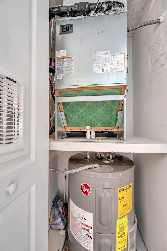 utilities with electric water heater and heating unit