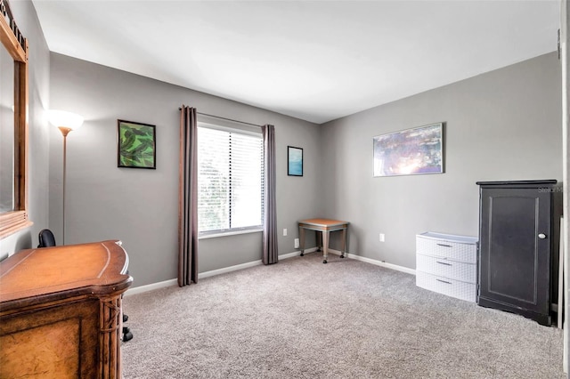 interior space featuring light colored carpet