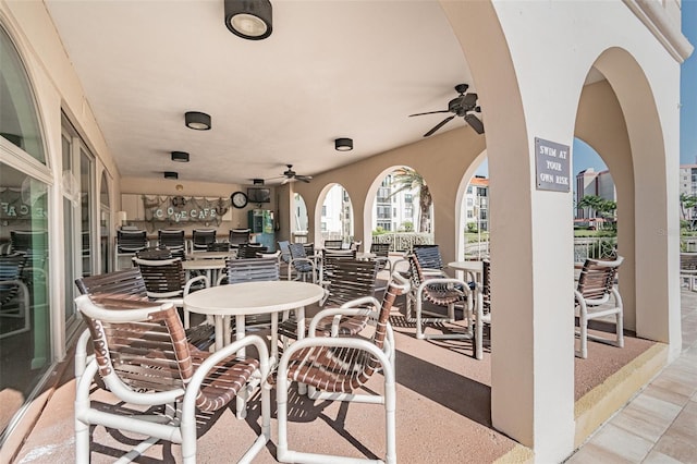 view of patio with ceiling fan