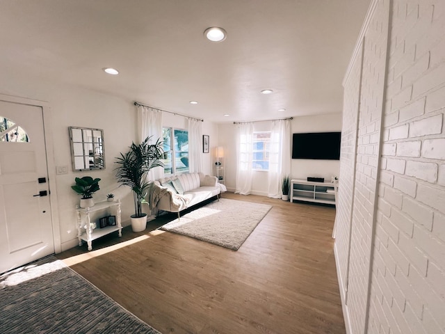 living room with hardwood / wood-style floors