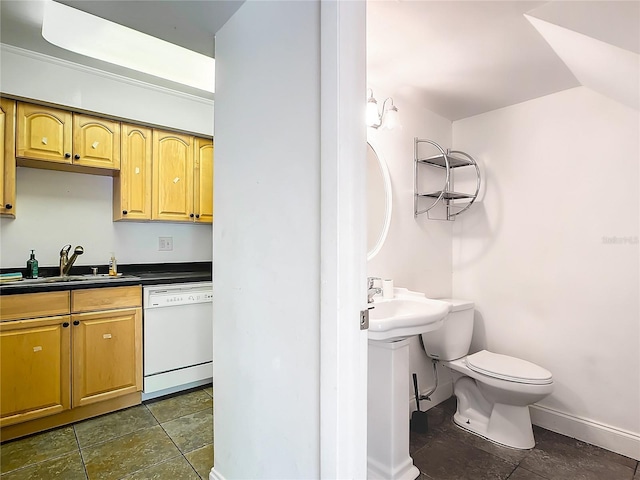 kitchen featuring white dishwasher and sink