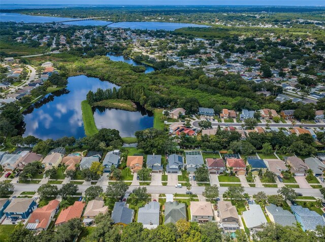 bird's eye view featuring a water view