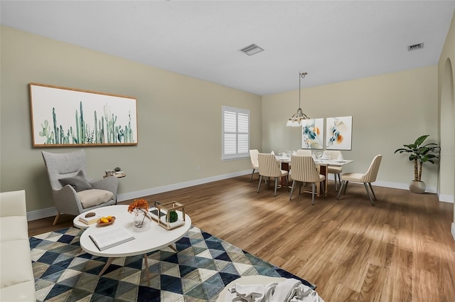 living room with wood-type flooring