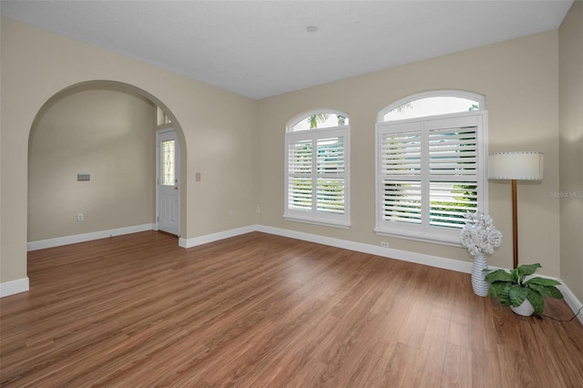 empty room with hardwood / wood-style flooring