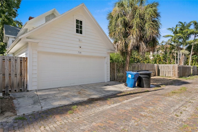 exterior space with a garage