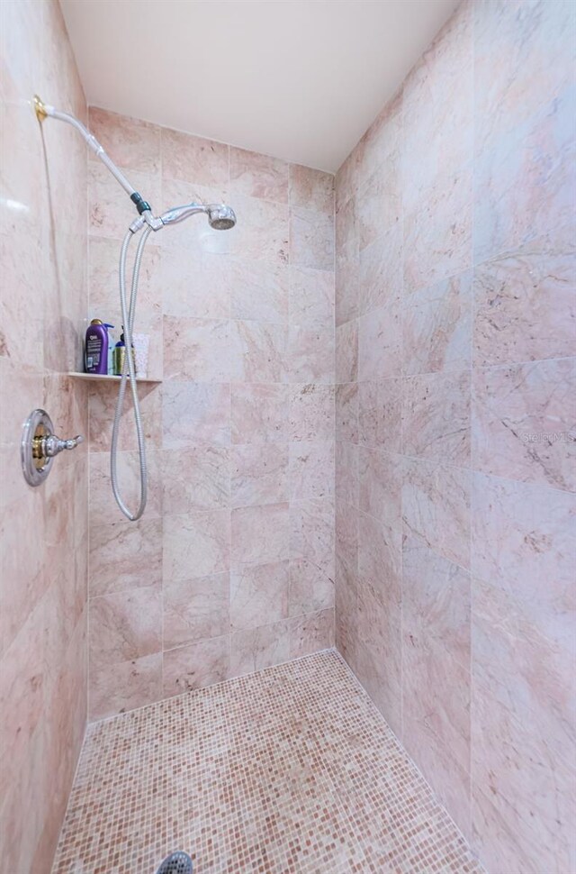 bathroom with tiled shower