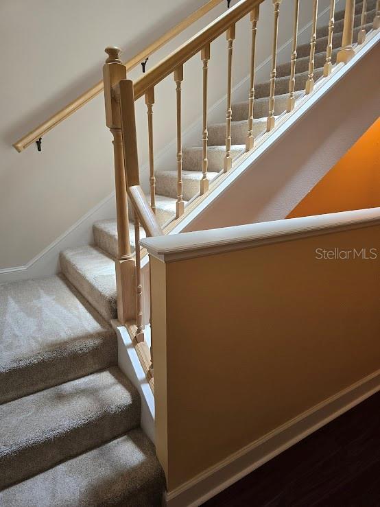 staircase with carpet