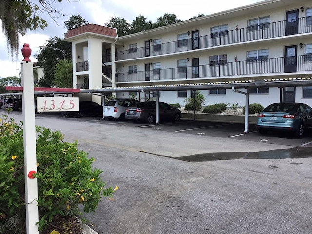 view of covered parking lot