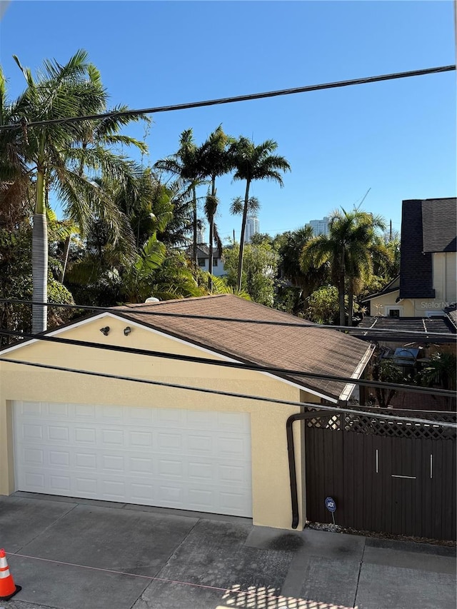 exterior space with a garage