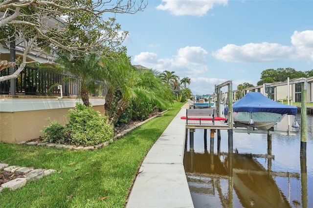 view of dock featuring a water view