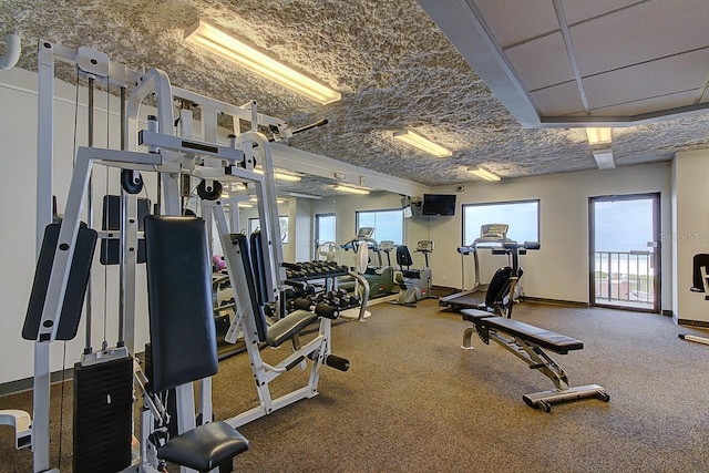 exercise room with plenty of natural light