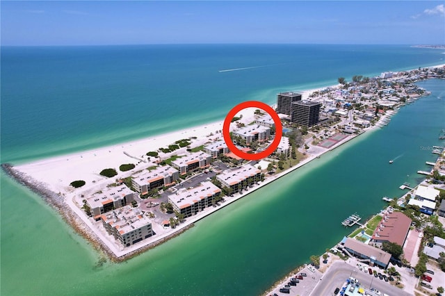7532 Bayshore Dr Unit 205, Treasure Island, FL 33706 - drone / aerial view of waterfront with a beach