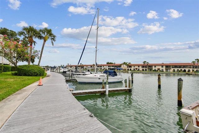 dock area featuring a water view