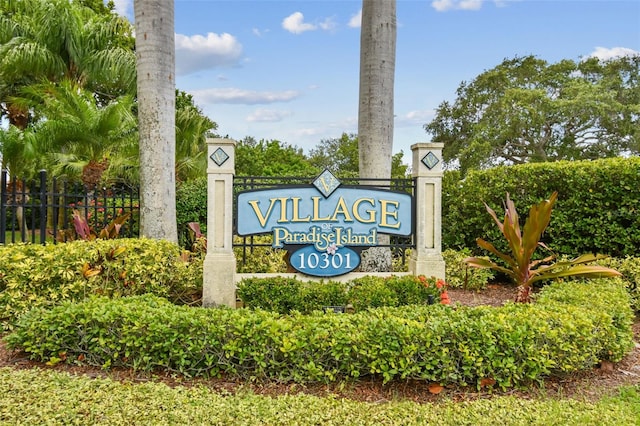 view of community sign