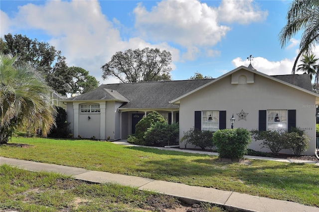 ranch-style home with a front yard