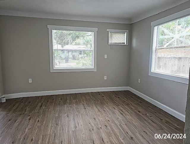 empty room featuring dark wood-type flooring