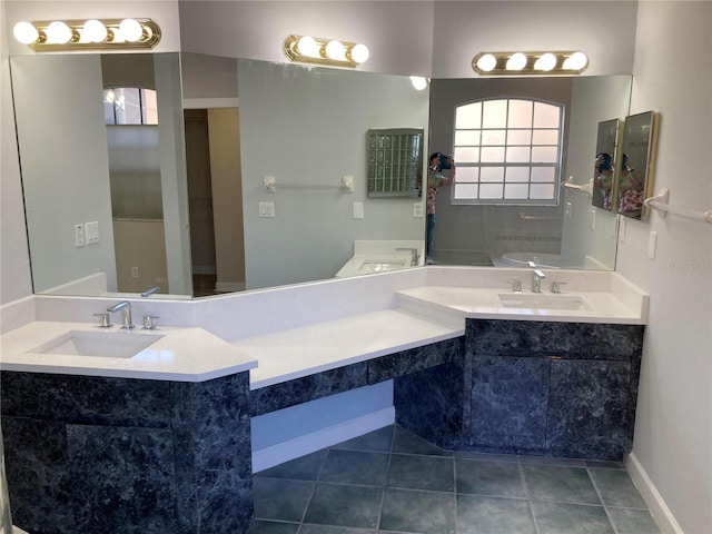 bathroom featuring vanity and tile patterned floors