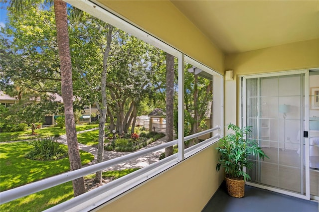 view of unfurnished sunroom