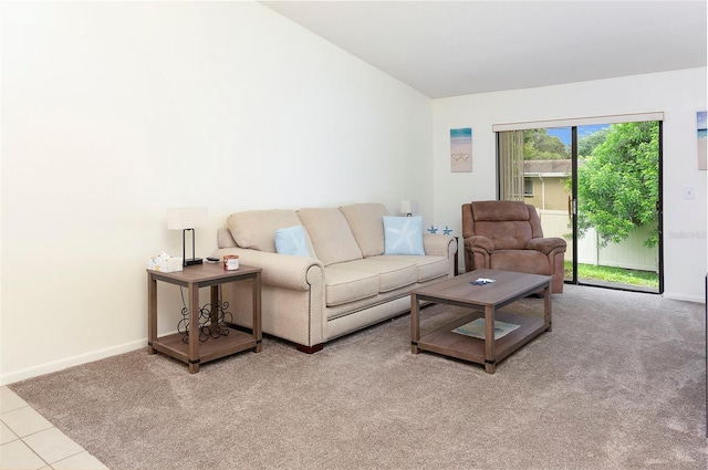 living room with light tile patterned floors