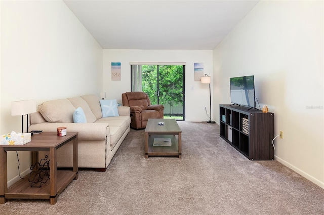 living room featuring carpet flooring